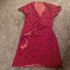 Red and white polka dot wrap dress from SHEIN 1x